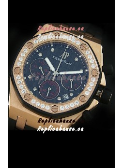 Audemars Piguet Royal Oak Offshore Lady Alinghi Swiss Watch in Black Checkered Dial