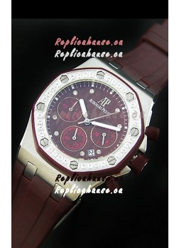 Audemars Piguet Royal Oak Offshore Lady Alinghi Swiss Watch in Maroon Dial