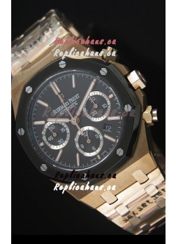 Audemars Piguet Royal Oak Rose Gold in Black Ceramic Dial - 1:1 Mirror Replica