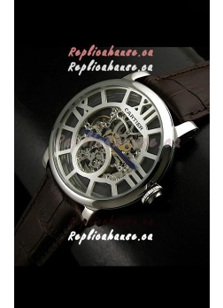 Cartier Ronde de Japanese Replica Watch in Skelton Grey Dial