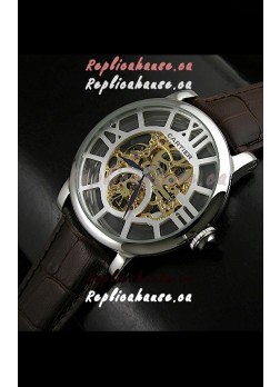 Cartier Ronde de Japanese Replica Watch in Skelton Gold Dial