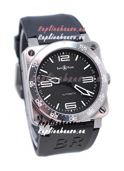 Bell and Ross BR 03 Type Aviation Brushed Steel Swiss Automatic Watch in Black Dial