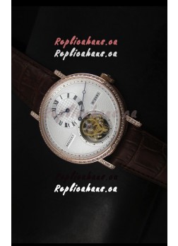 Breguet Classique Tourbillon Swiss Replica Watch in Rose Gold with Diamonds Bezel