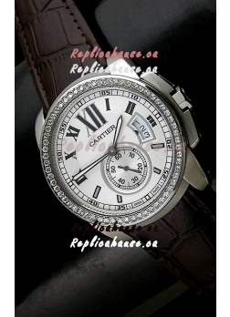 Cartier Calibre de Japanese Replica Watch in White Dial