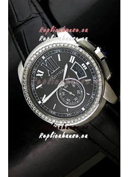 Cartier Calibre de Japanese Replica Watch in Black Dial