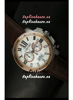Calibre De Cartier Chronograph Japanese Replica Watch in Two Tone