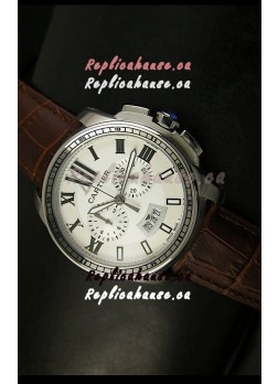 Calibre De Cartier Chronograph Japanese Replica Watch in Steel