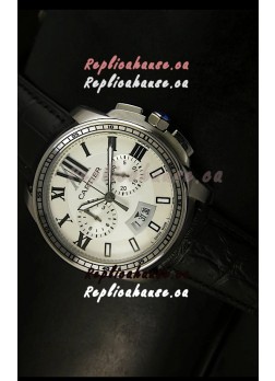 Calibre De Cartier Chronograph Japanese Replica Watch in Steel