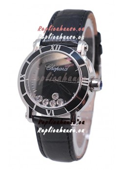Chopard Happy Sport Star Shaped Diamonds Swiss Watch in Black Dial