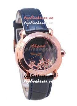 Chopard Happy Sport Star Shaped Diamonds Swiss Rose Gold Watch 