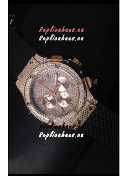 Hublot Big Bang Rose Gold Watch Quartz Movement in Black Strap