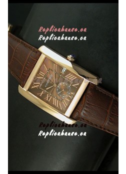 Cartier Tank Anglaise Japanese Replica Watch 34MM - Brown Dial Pink Gold