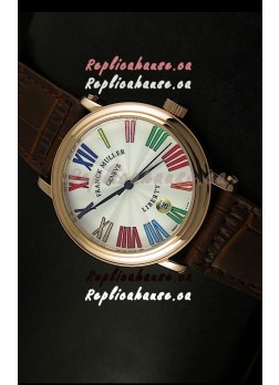 Franck Muller Master of Complications Liberty Japanese Replica Watch in Pink Gold Case