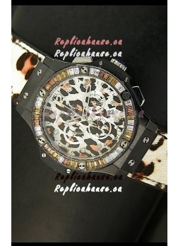 Hublot Big Bang White Zebra Bang Edition in Black PVD Case 34MM Watch
