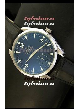 Omega Seamaster Railmaster Japanese Replica Watch in Black Leather Strap