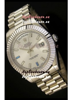 Rolex Day Date II 41MM Swiss Replica Watch - Steel Dial - 1:1 Mirror Replica Watch 