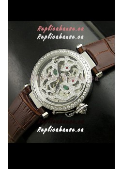 Cartier Pasha Ladies Replica Watch in Skelton Diamond Dial
