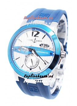 Ulysse Nardin Executive Dual Time Japanese Replica Watch in Persian Blue Bezel