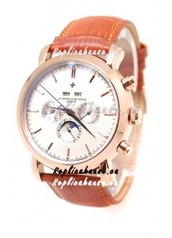 Vacheron Constantin Malte Perpetual Chronograph Japanese Replica Watch in White Dial