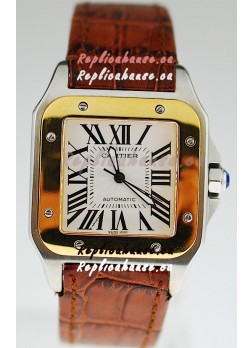 Cartier Santos 100 Swiss Replica Two Tone Watch
