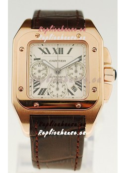 Cartier Santos 100 Swiss Replica Gold Watch