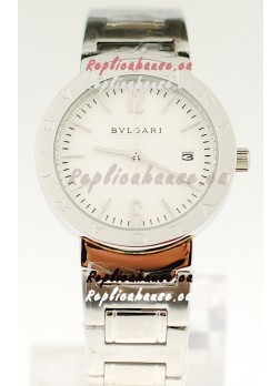 Bvlgari Quartz Japanese Steel Watch in White Dial