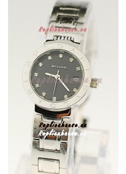 Bvlgari Quartz Japanese Steel Watch in Diamond Markers
