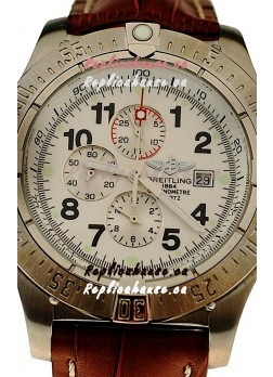 Breitling Chronograph Chronometre Japanese Watch in Brown Strap