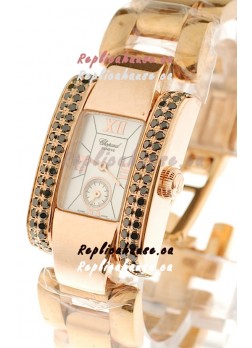 Chopard La Strada Swiss Ladies Replica Pink Gold Watch 