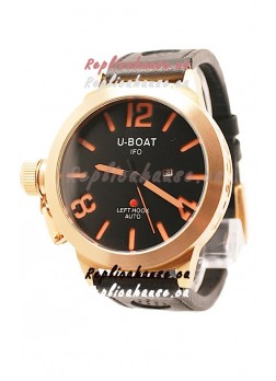 U-Boat Classico Japanese Gold Watch in Black Dial