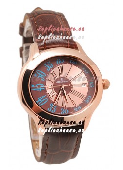 Audemars Piguet Millenary Hour and Minute Swiss Replica Rose Gold Watch in Brown Dial