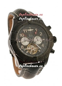 Breitling Chronometre Tourbillon Japanese Replica Watch in Black Dial
