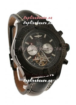 Breitling Chronometre Tourbillon Japanese Replica Watch in Black Strap