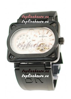 Bell and Ross BR Minuteur Tourbillon PVD Japanese Watch in White Dial