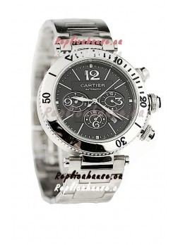 Cartier Pasha Seatimer Japanese Replica Watch in Black Dial