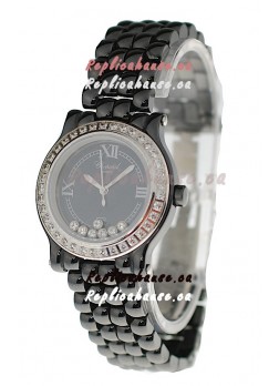 Chopard Happy Sport Ladies Japanese Black Ceramic Watch