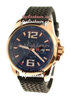 Chopard 1000 Miglia GT XL GMT Japanese Replica Gold Watch in Dark Blue Dial