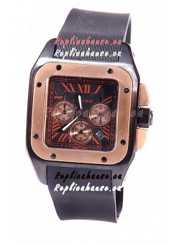 Cartier Santos 100 Carbon Chrono Japanese Replica Watch
