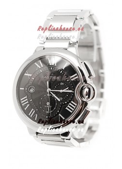 Ballon De Cartier Chronograph Swiss Replica Watch in Black Dial