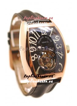 Franck Muller Aeternitas Tourbillon Swiss Replica Gold Watch in Black Dial