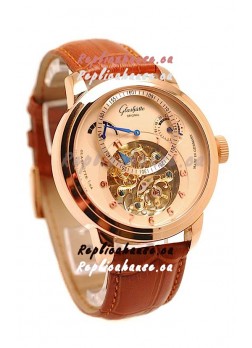 Glashutte Panaomatic Regulator Tourbillon Japanese Replica Pink Gold Watch
