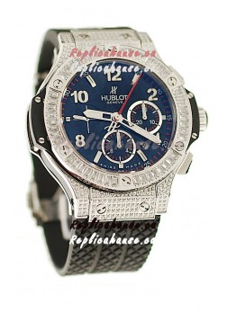 Hublot Big Bang Swiss Watch with Diamonds Embedded Case and Bezel