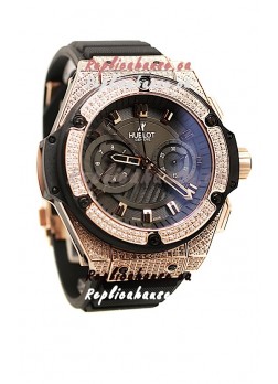 Hublot Gold Big Bang King Power Diamond Swiss Replica Watch