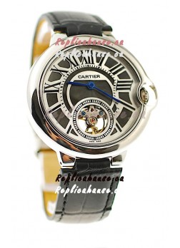 Ballon Bleu De Cartier flying Tourbillon Japanese Replica Steel Watch 