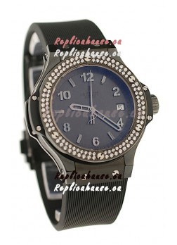 Hublot Big Bang All Black Diamonds Swiss Replica Quartz Watch