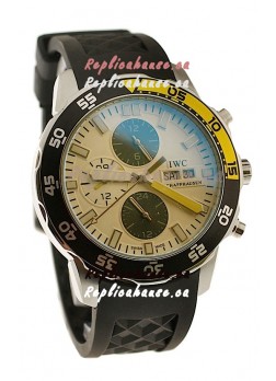 IWC Aquatimer Chronograph Japanese Replica PVD Watch in Black/Yellow Bezel