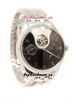 IWC Portuguese Tourbillon Mystere Replica Watch in Black Dial