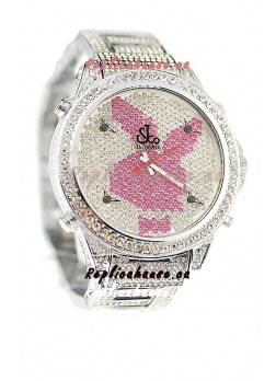 Jacob & Co Diamond Japanese Replica Watch in Pink/White Dial