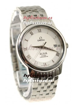 Omega Co-Axial Deville Japanese Steel Watch in White Dial