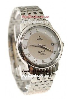 Omega Co-Axial Deville Japanese Steel Watch in Cream Dial